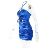 Sexy Cutout Cross Tie Pleated Hip Dress