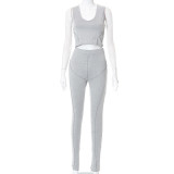 U-neck vest high-waisted reverse wear casual trousers trousers suit