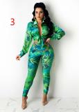 Printed Multicolor Long Sleeve Shirt Trousers Home Casual Set