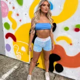 Sexy Contrast Patch Ins Style Sequin Shorts