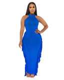 women's solid color fringed dress