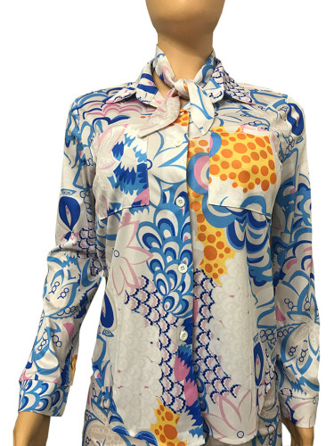 Fashion personality women's trend printing shirt suit
