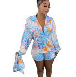 Fashion personality women's trend printing shirt suit