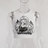 Butterfly Girl Print Chain Tank Top Women's T-Shirt