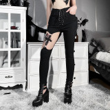 Hollow cross sexy skinny trousers
