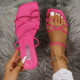 Ladies Sandals Square Toe Thin Strap Flat Slippers