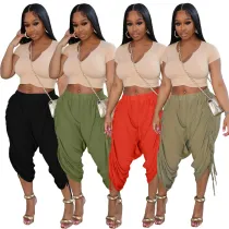 Fashion Loose Drawstring Casual Cropped Pants