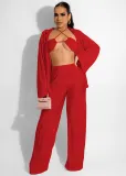 Bikini Cardigan Wide Leg Pants Three Piece Set