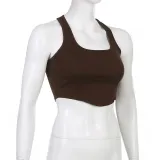 Women's tight-fitting and thin I-back U-neck American sexy hot girl camisole
