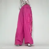Solid Color Loose Slim Big Pocket Street Style Casual Streamer Cargo Pants