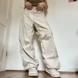 Fashion Street Retro Casual Low Waist Drawstring Loose Woven Pants