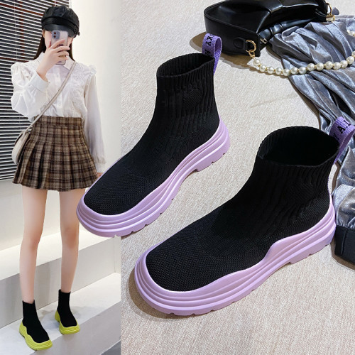 Socks Candy Boots Stretch Knit Shoes