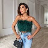 Fashionable fluffy and fluffy tube top all-match top CF66407