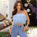 Fashionable fluffy and fluffy tube top all-match top CF66407