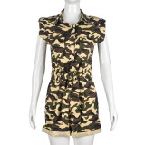 lace-up camouflage jumpsuit