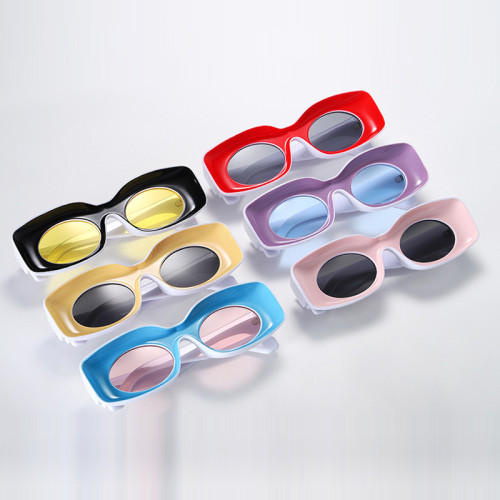 Square candy-colored sunglasses men and women hip-hop concave shape sunglasses glasses