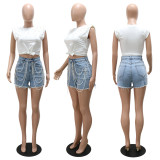 Fashion casual personality chain all-match meat-covering denim shorts