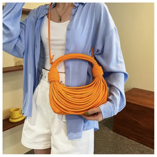Fashion creative personality multi-color women's bag woven handbag net red knotted diagonal bag KH908