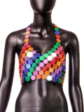 Sexy Nightclub Acrylic Patchwork Sequin Vest Top Skirt Set