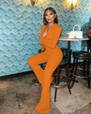 Fashion Pit Zip Solid Color Jumpsuit