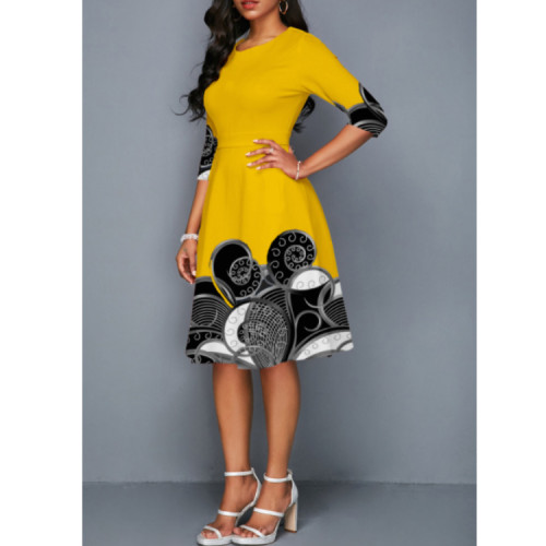 street print plus size dress