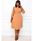 solid color pleated plus size skirt