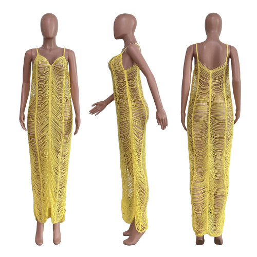 Sling Knit Sleeveless Cutout V-Neck Dress
