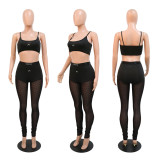 Women's sexy suspender top with slim pencil pants two-piece set
