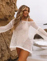 Beach Blouse Cutout Knit Resort Knit Blouse