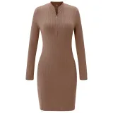 Autumn and winter new package hip skirt pit strip sexy slit V-neck dress