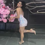 Women's Sexy Slim Fit Backless Sequin Slip Dress