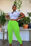 Casual plus size women's sports pants solid color