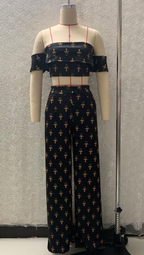 One-shoulder mopping pants suit