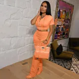Fashion Sports Solid Color Short Sleeve Hooded Two Piece Set
