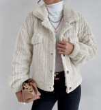 Rabbit Plush Jacket Lapel Shirt Plus Fleece Comfortable Casual Women's Thick Plush Jacket