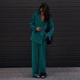 Fashion Casual Draped Satin Suit Trousers Two Piece Women's Clothing