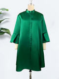 Large size round neck flared sleeves loose and slim casual party dress
