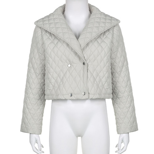 Solid color diamond loose large lapel cotton jacket shorts suit top
