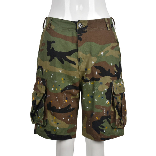 Sexy Loose Camo Multi Pocket Casual Dirty Shorts