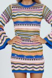 Women's Knitwear Women's Rainbow Striped Pullover Mid Length Women's Sweater