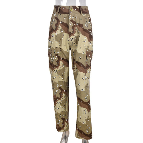 Women's Trendy Fashion Pocket Camouflage Pants Women's Casual Pants