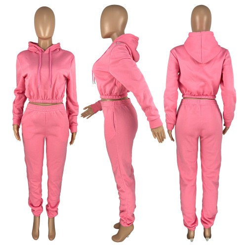 Fleece Sports and Leisure Suit Hoodie + Jogging Pants Two-piece Set