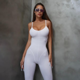 Sexy suspenders open back hanging chain tight hip lift trousers jumpsuit