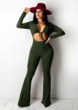 New thread slim lace up micro La Jumpsuit