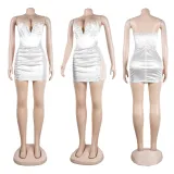 Sexy slim wrap chest mesh hot drill dress nightclub