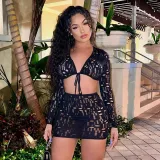Personalized hollow tube top T-shirt top package hip skirt suit
