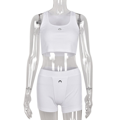 Printed Half Moon Vest Personalized Trend Pants Set Two Piece Set
