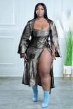 Women's Fashion Sexy Loose Slit Sling Imitation Denim Print Suit Skirt
