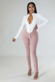 Fashionable temperament multicolor stitching slim jumpsuit
