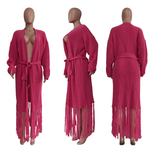 Women's Long Fringed Cardigan Sweater Jacket